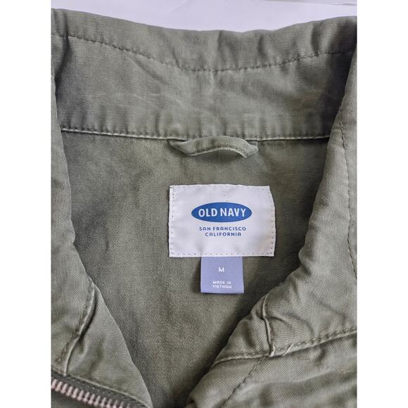 Old Navy Woman's Light Weight Jacket Army Green Size M Zip-Up 4 Pockets - Picture 2 of 6